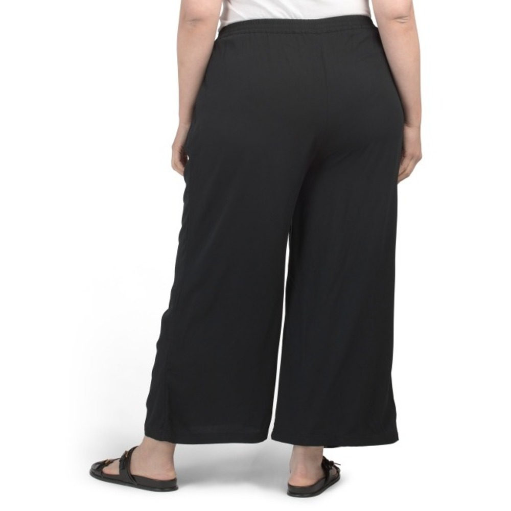 Jane + Delancey Wide Leg Cropped Culottes Pants Size 1X Black Elastic Waist NWT - Picture 2 of 7